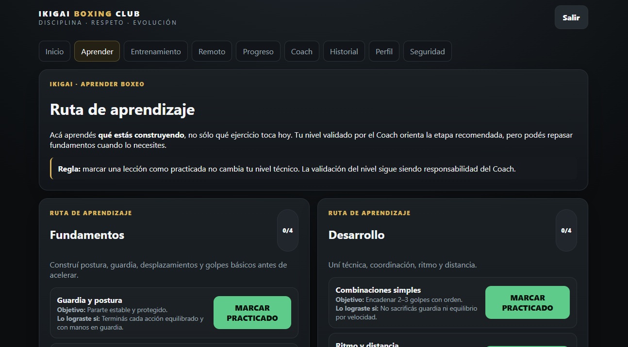 Ruta de aprendizaje de IKIGAI BOXING APP